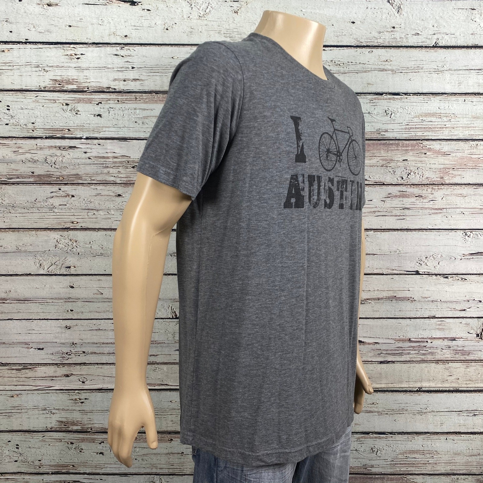 Men's XL Bicycle Bike Austin Texas Heather Gray Graphic Print T-shirt Canvas gallery