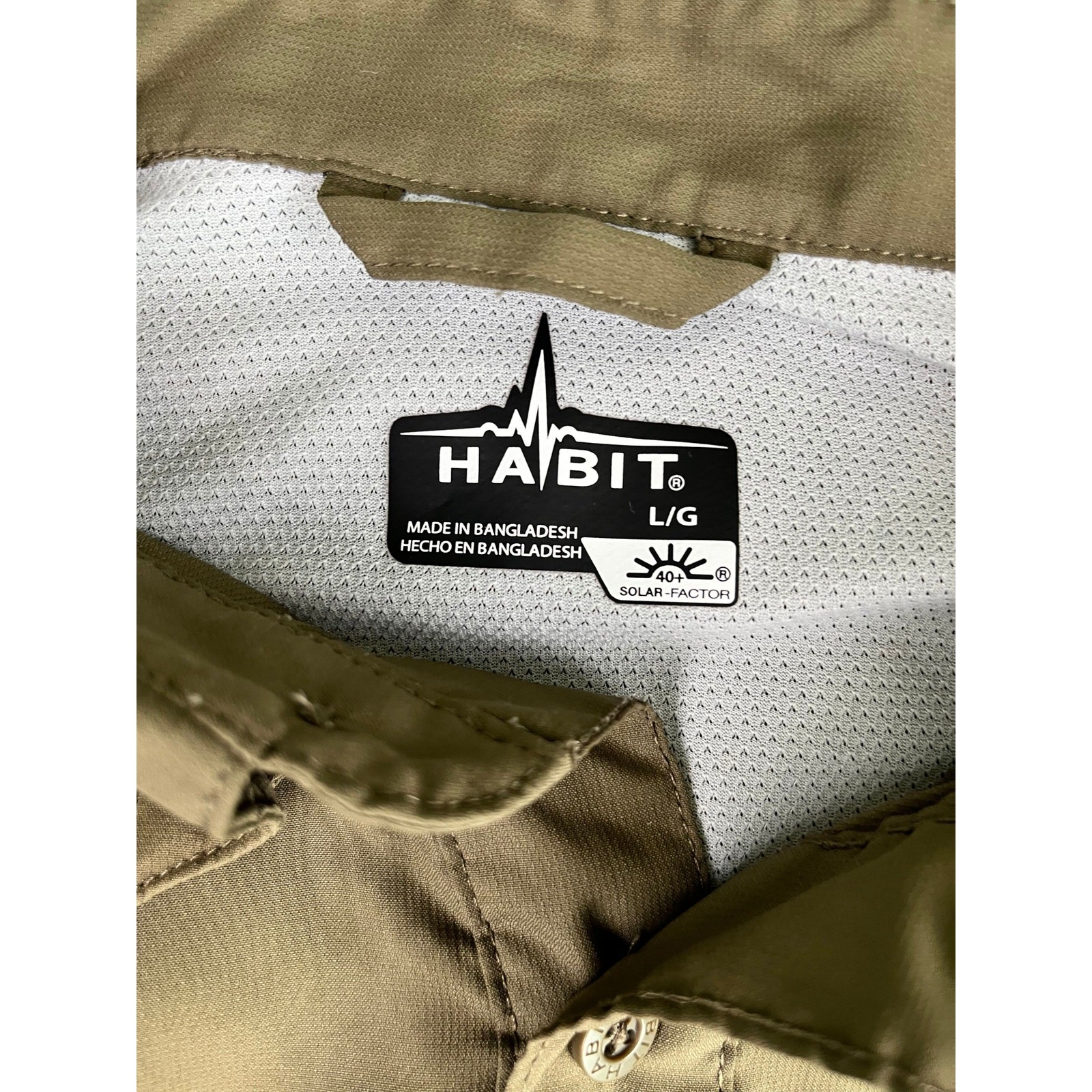 Habit Men’s L Performance Fishing Shirt Solar Factor Long Sleeve Tan Excellent gallery