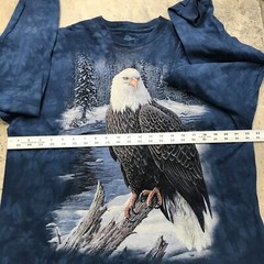 The Mountain Long Sleeve Shirt XL Eagle Winter Scene Blue Graphic Tie Dye Rare