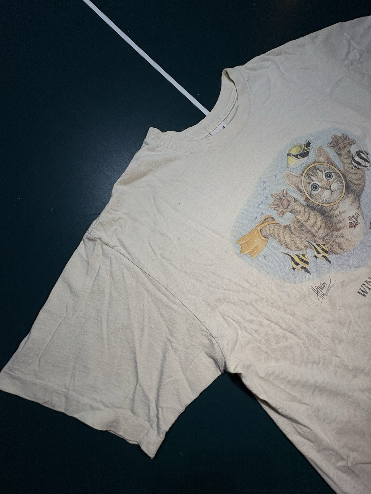 Vintage 90s Bob Harrison Cat Fish Window Shopper T-Shirt Size XL Single Stitch gallery