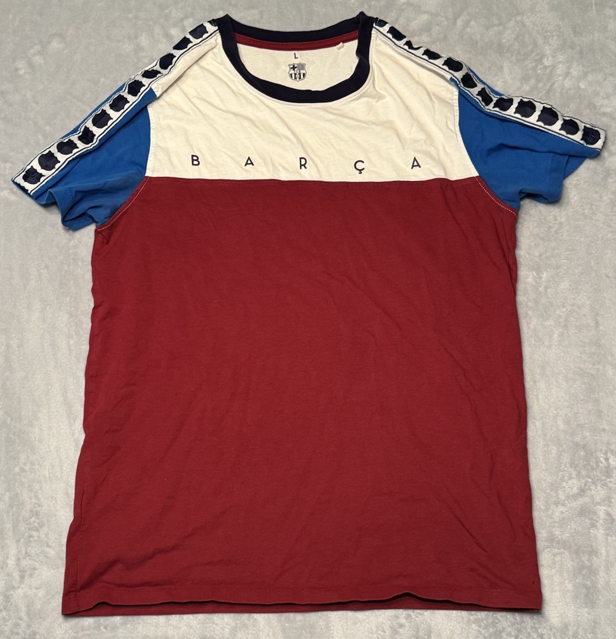 FC Barcelona FCB T-Shirt Football Soccer Team Large L Color block Logo Official gallery