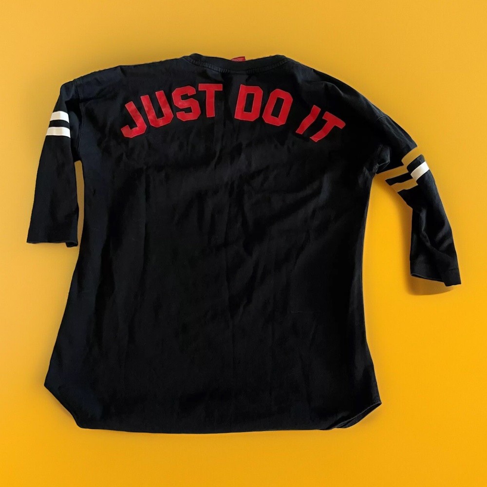 Nike Sportswear Black Half Sleeve Baseball Tee Medium Just Do It