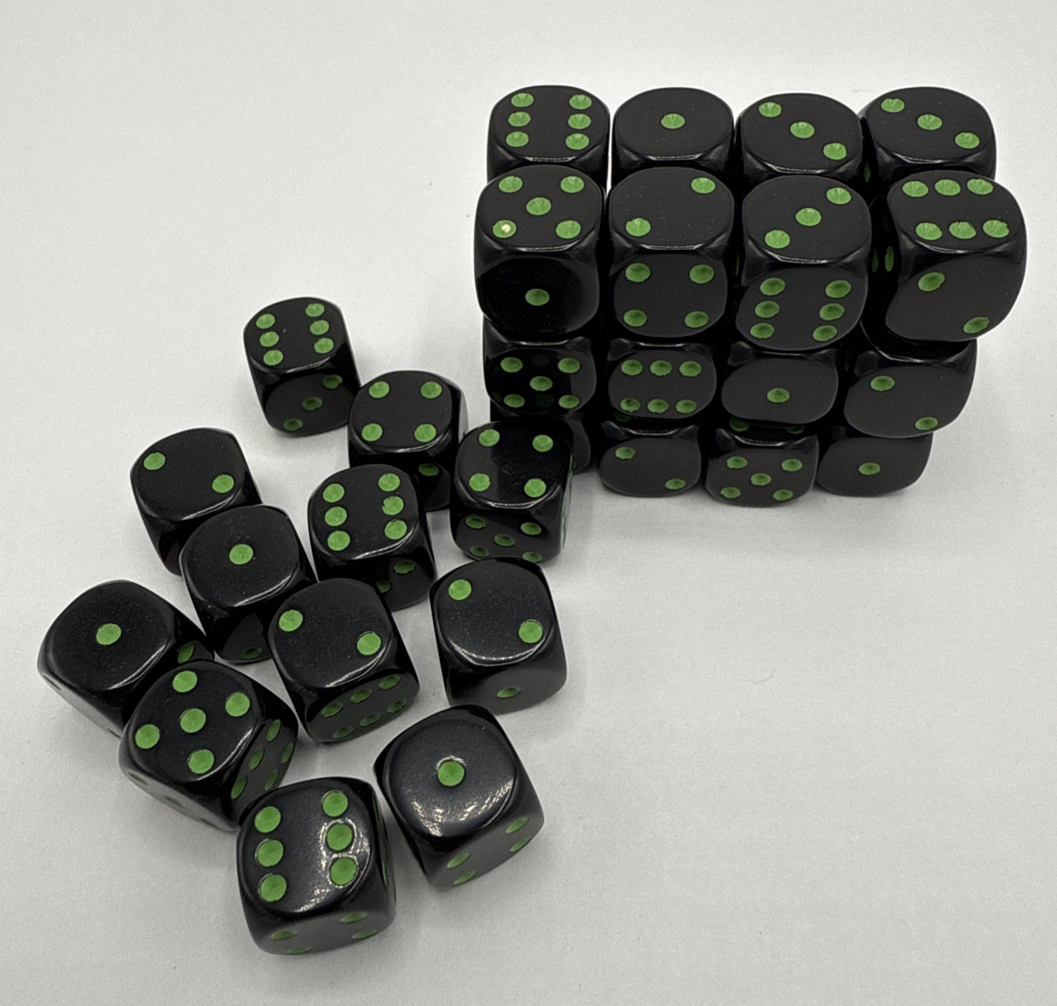 Chessex Black with Green 12mm Set of 36 D6 Dice RPG Tabletop Game Decision Maker