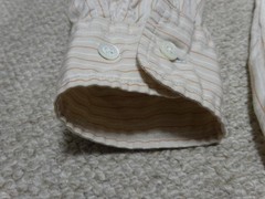 PHIGVEL Beige Stripe Work Shirt with Chin Strap Size M