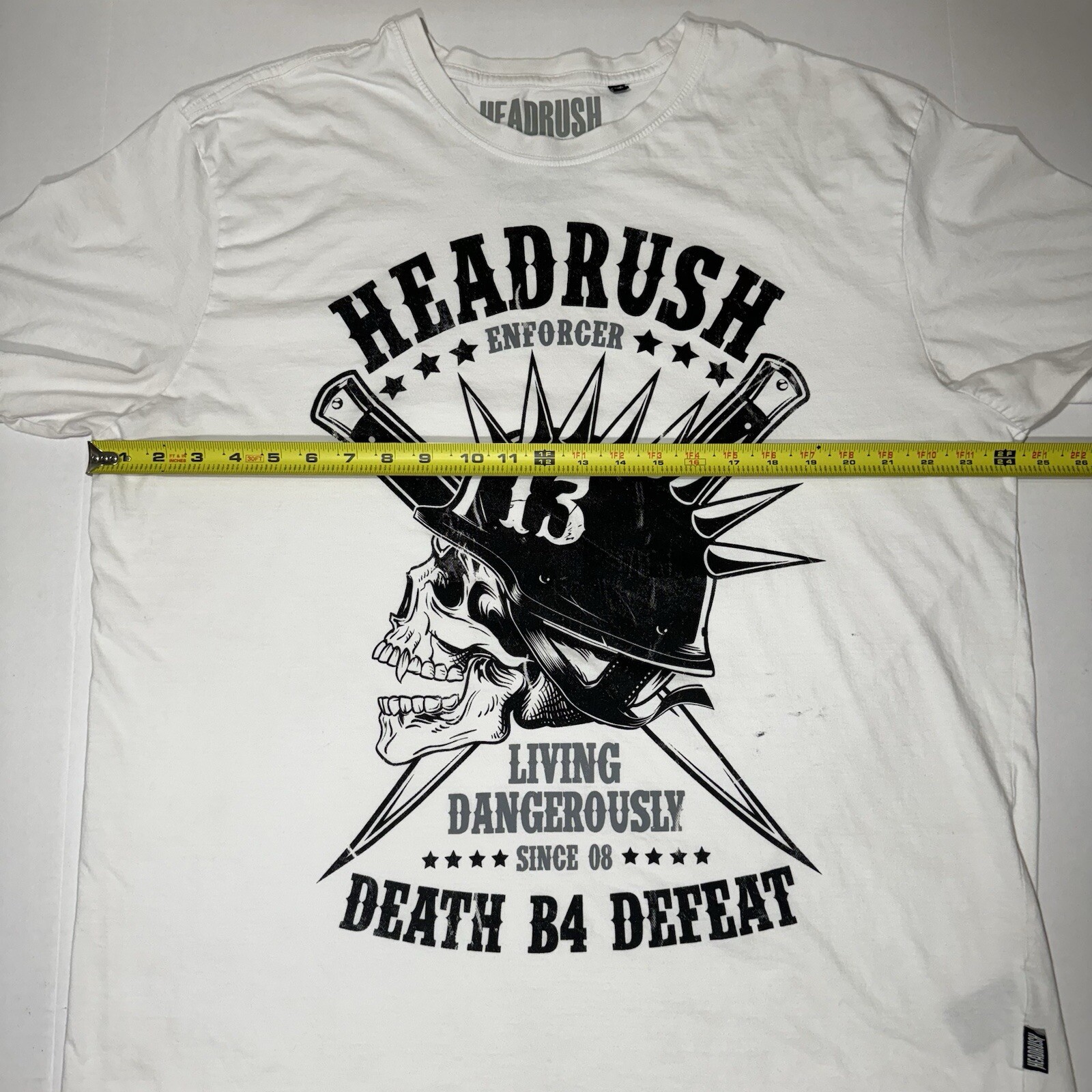 Headrush T-Shirt Mens 2XL Death B4 Defeat White Cotton Enforcer gallery