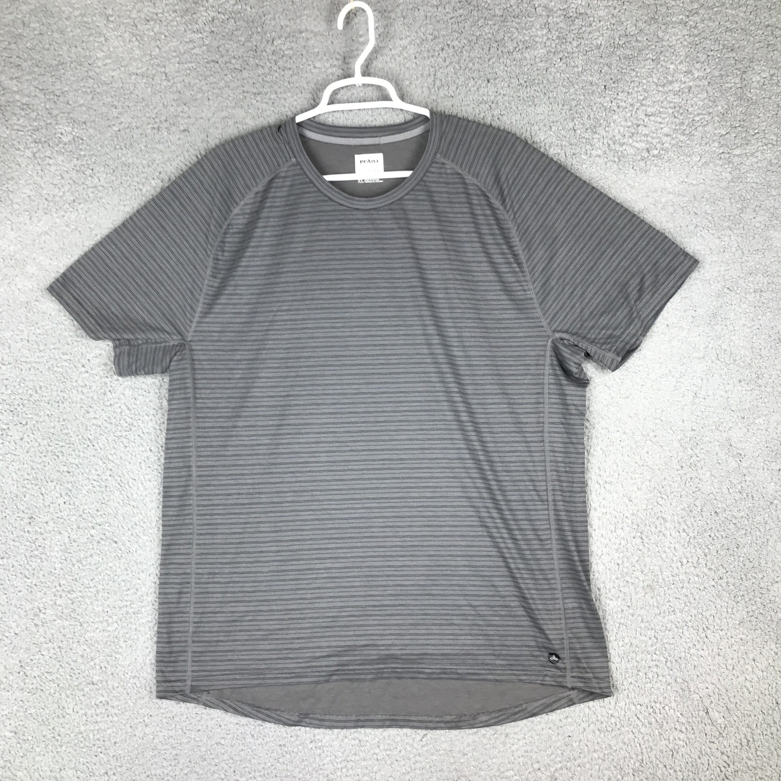 prAna Shirt Mens XL Striped Short Sleeve Performance Athletic Lightweight Tee