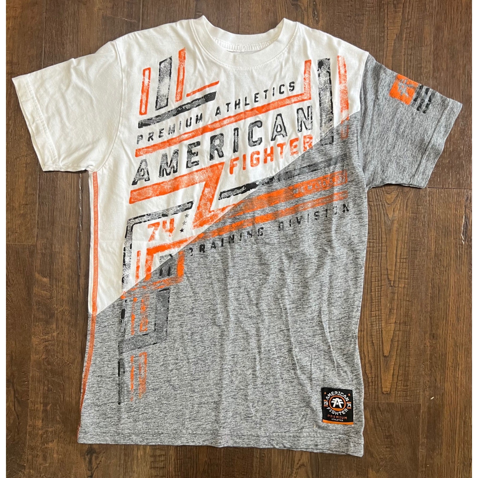 American FighterAthletics Graphic T Shirt Men's Size S White Orange Gray gallery