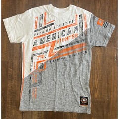 American FighterAthletics Graphic T Shirt Men’s Size S White Orange Gray