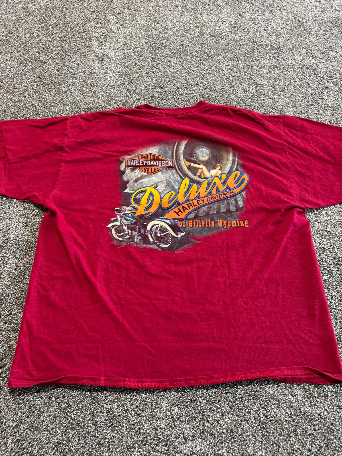 Harley Davidson Mens T-Shirt Size XL NO TAG Red Wyoming Double Sided gallery