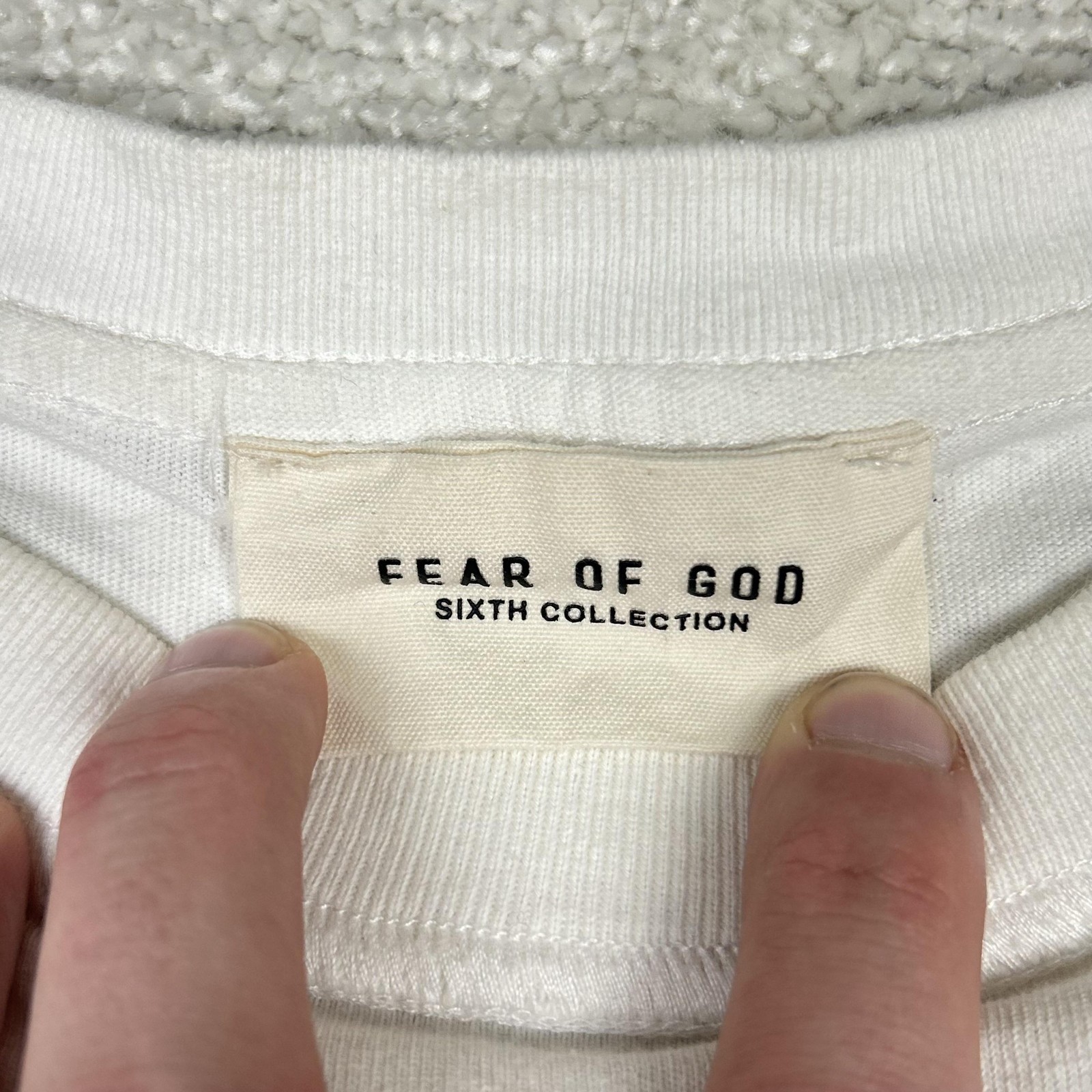 Fear Of God Shirt Mens Large White Sixth Collection FG Reflective Logo Made USA gallery