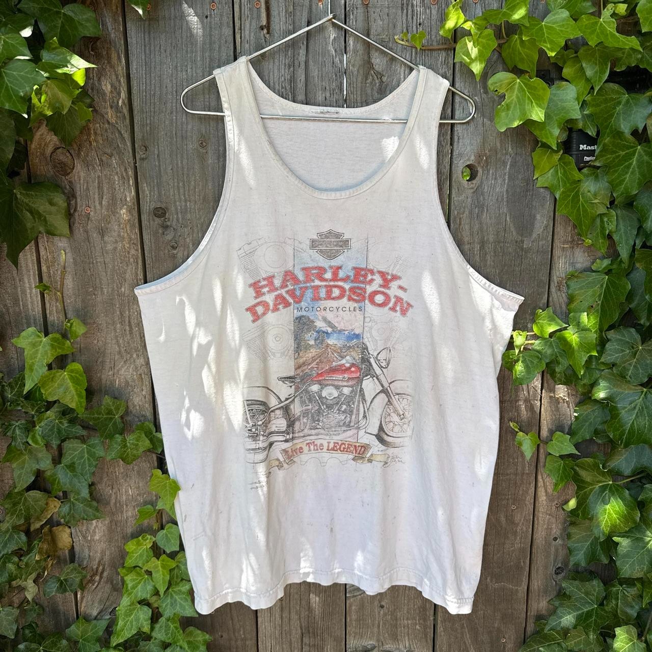VINTAGE HARLEY-DAVIDSON WHITE GRAPHIC TANK TOP SIZE XL