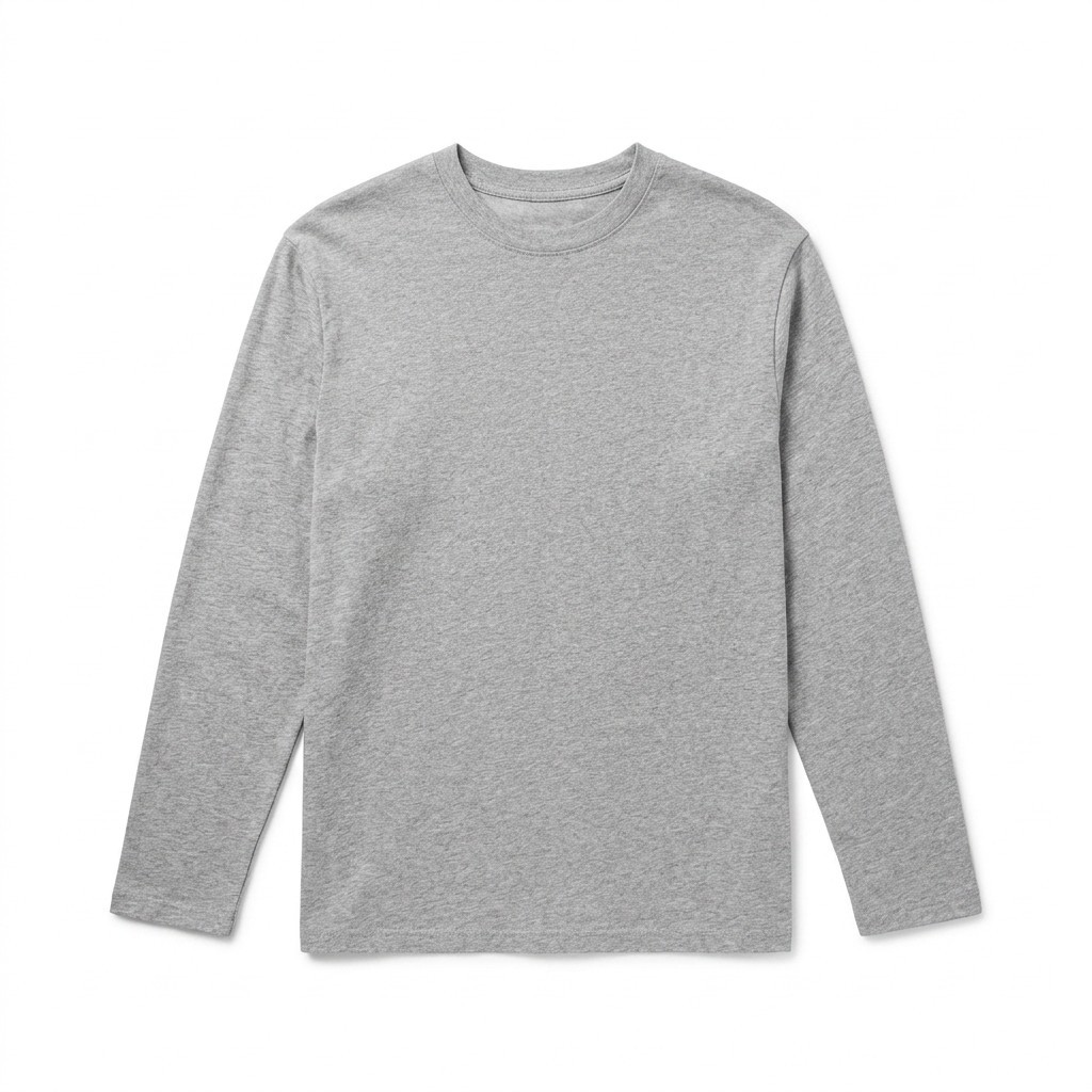 Mens Long Sleeve Crew Neck Shirts Plain Casual Solid Tee Pullover Choice S-2XL gallery