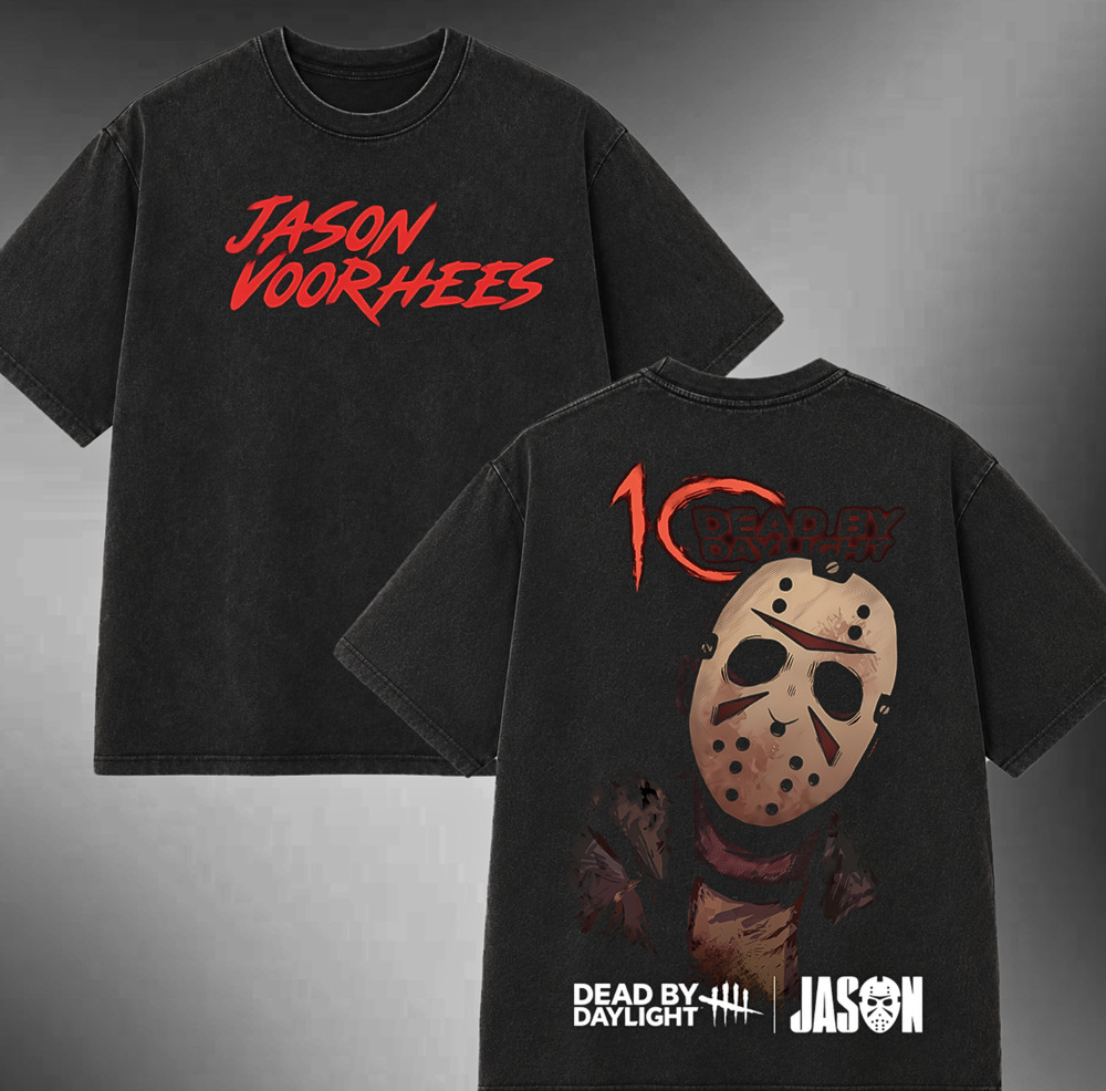 Jason Voorhees Vintage Washed Tee, Dead by Daylight Horror Gamer Gift