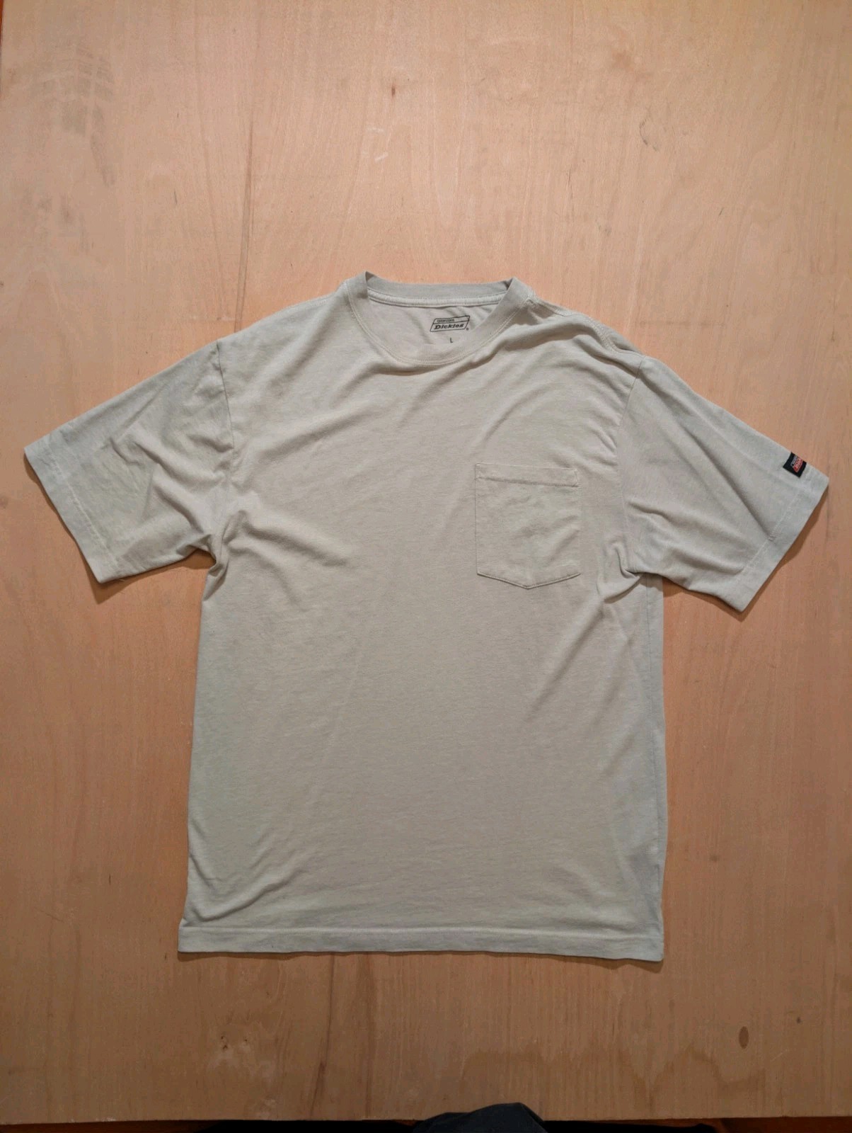 Mens Genuine Dickies Large Off-White Cream Beige Pocket Short Sleeve