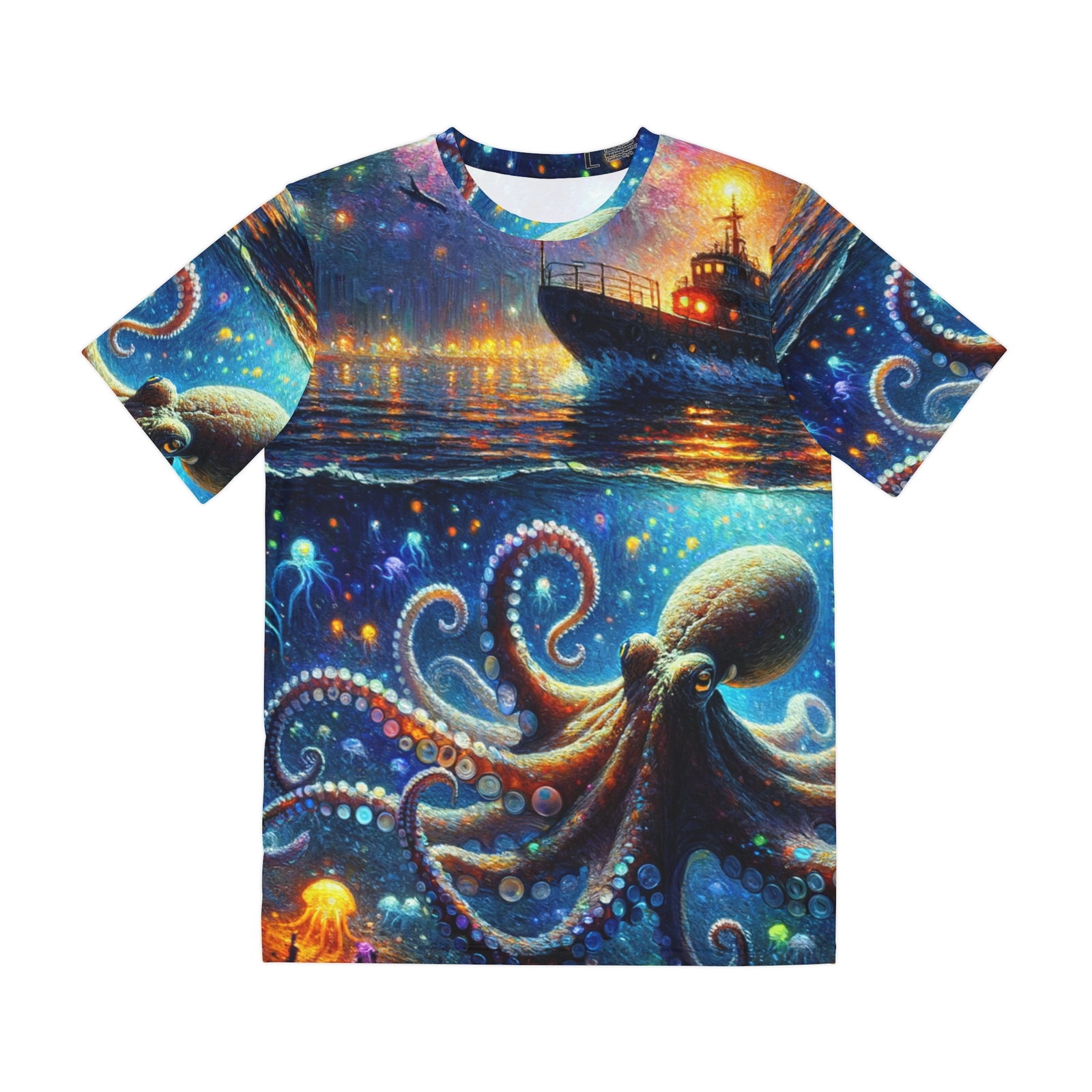 All Over Print T Shirt Octopus Underwater Impressionism Nautical Sea Life Boat gallery