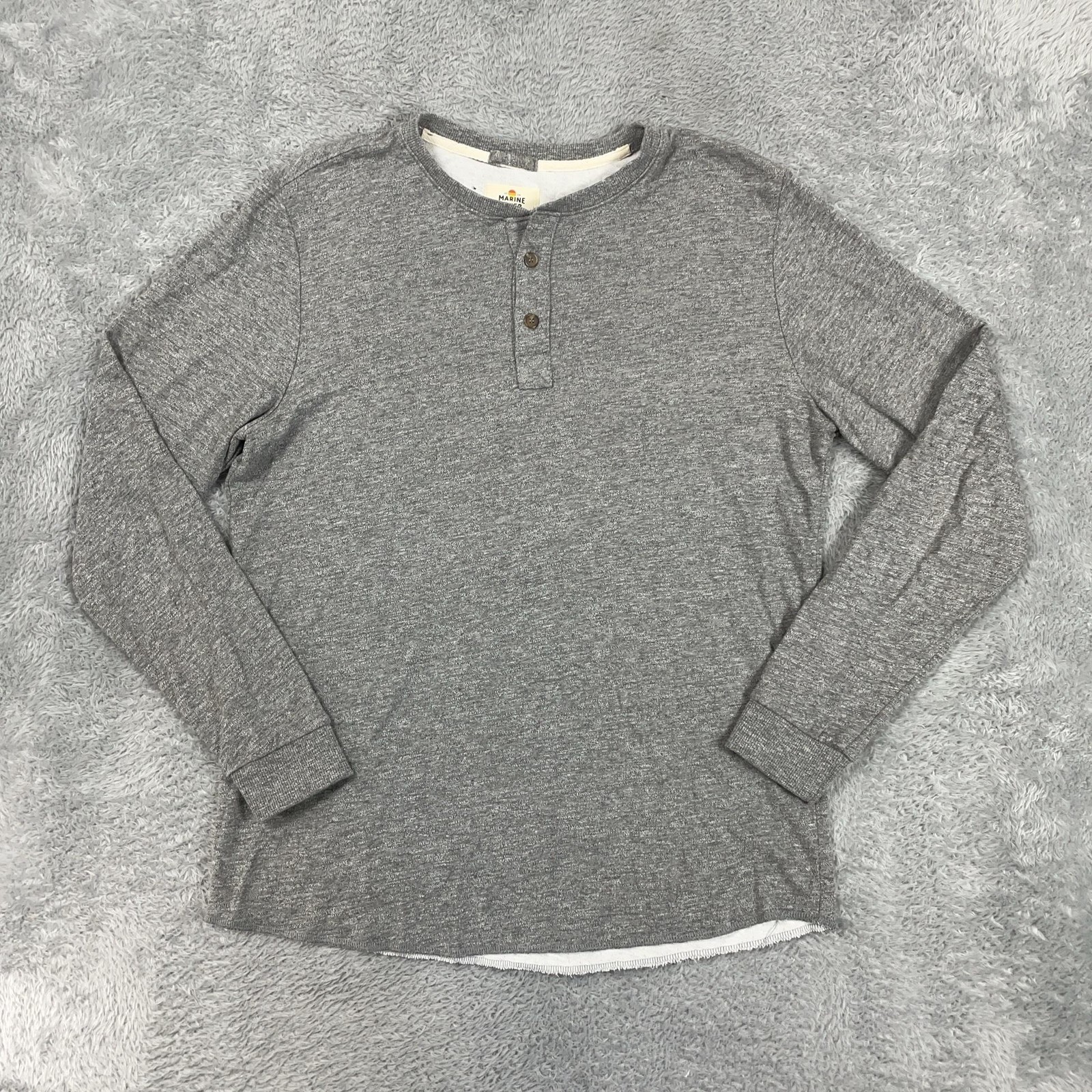 Marine Layer Henley Shirt Mens Large Gray Long Sleeve Viscose Blend Knit