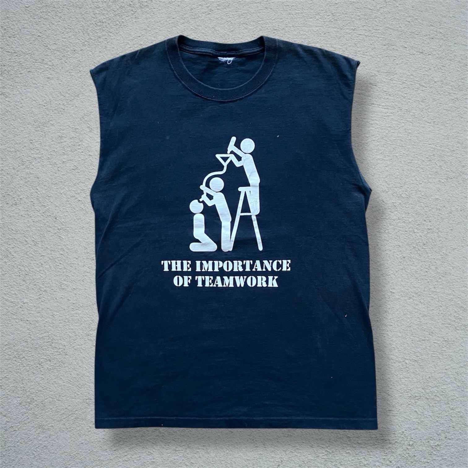 Vintage Y2K Humor Cut Off Tee Shirt Funny Comedy Party Beer Team Work VTG 90s gallery