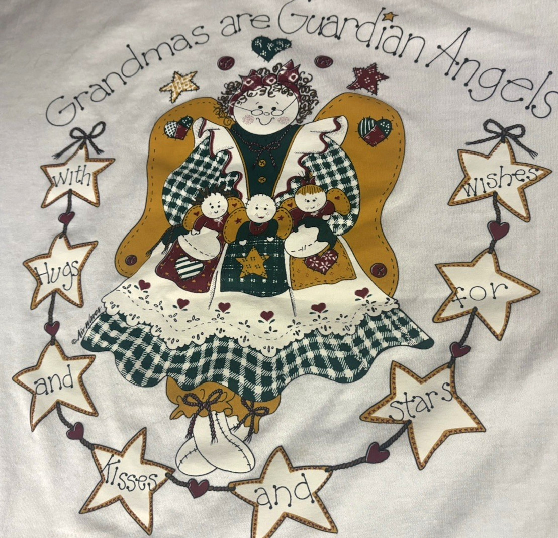 Vtg USA 90s Grandma Guardian Angels T Tee Shirt XL Granny-Core Fruit of The Loom gallery