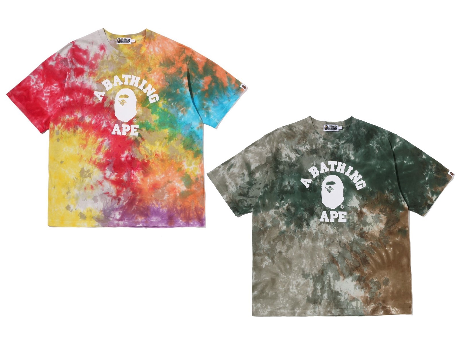 A BATHNIG APE Men's TIE DYE COLLEGE RELAXED FIT TEE 1M30109004 gallery