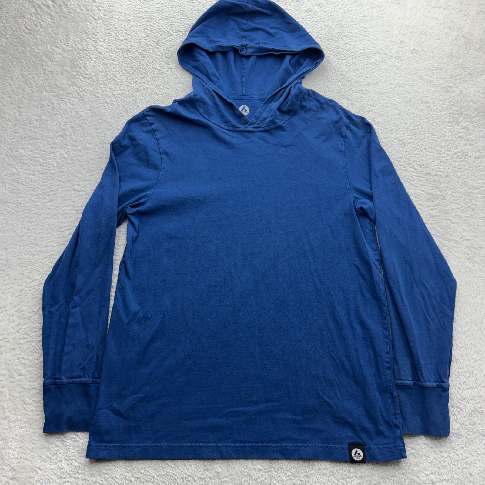 American Giant Mens Blue Long Sleeve Hooded T-Shirt Pullover Size M Made in USA gallery