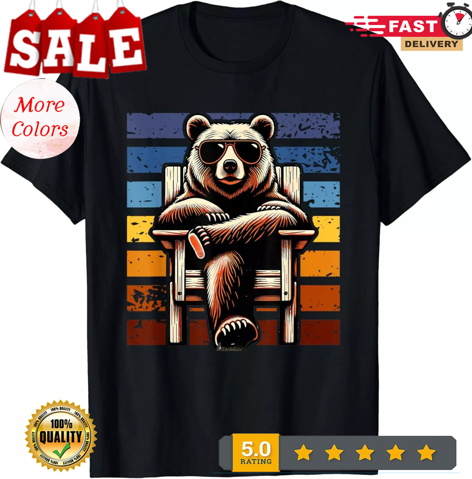 2026/ LIMITED Cool Retro Bear 70s 80s 90s Funny Design Best Gift Tee T-Shirt gallery