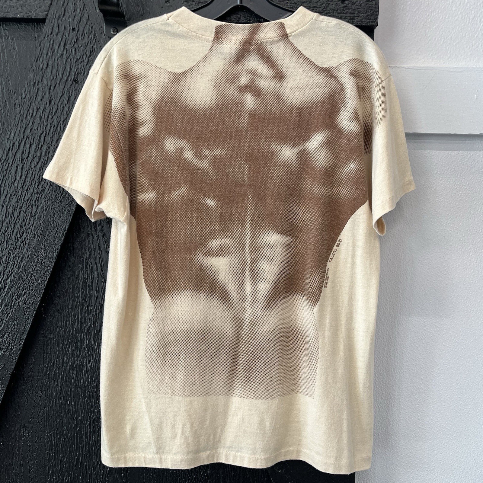 Vintage 80s Kaleita Muscle Body Builder Abs Male Anatomy Tee Shirt Size L gallery
