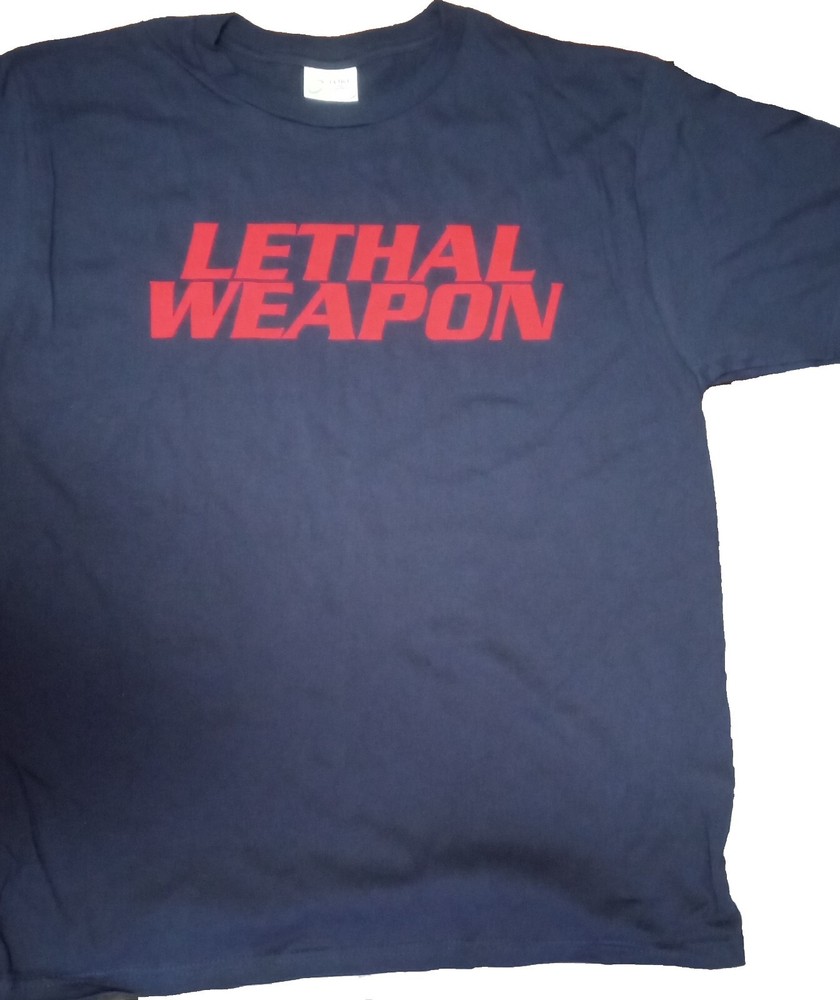 LETHAL WEAPON T-Shirt Dark Blue LARGE 100% Organic Cotton *NEW*