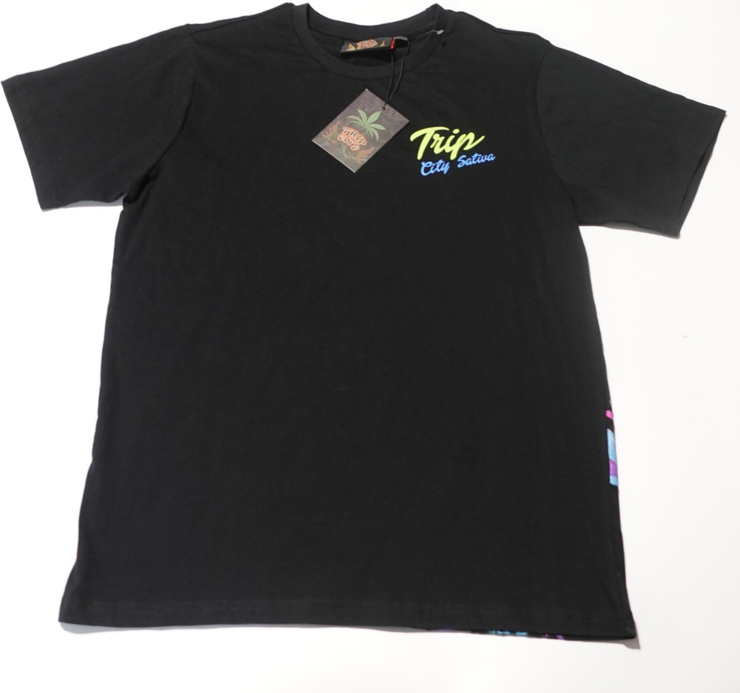 NWT Trip City Sativa Mens Size L AOP Graphic Print New Black Colorful California gallery