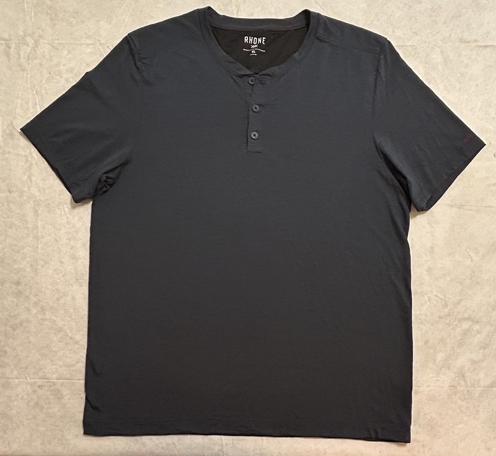 RHONE Short Sleeve Mens XL Henley Blue Merino Wool & Nylon Soft gallery