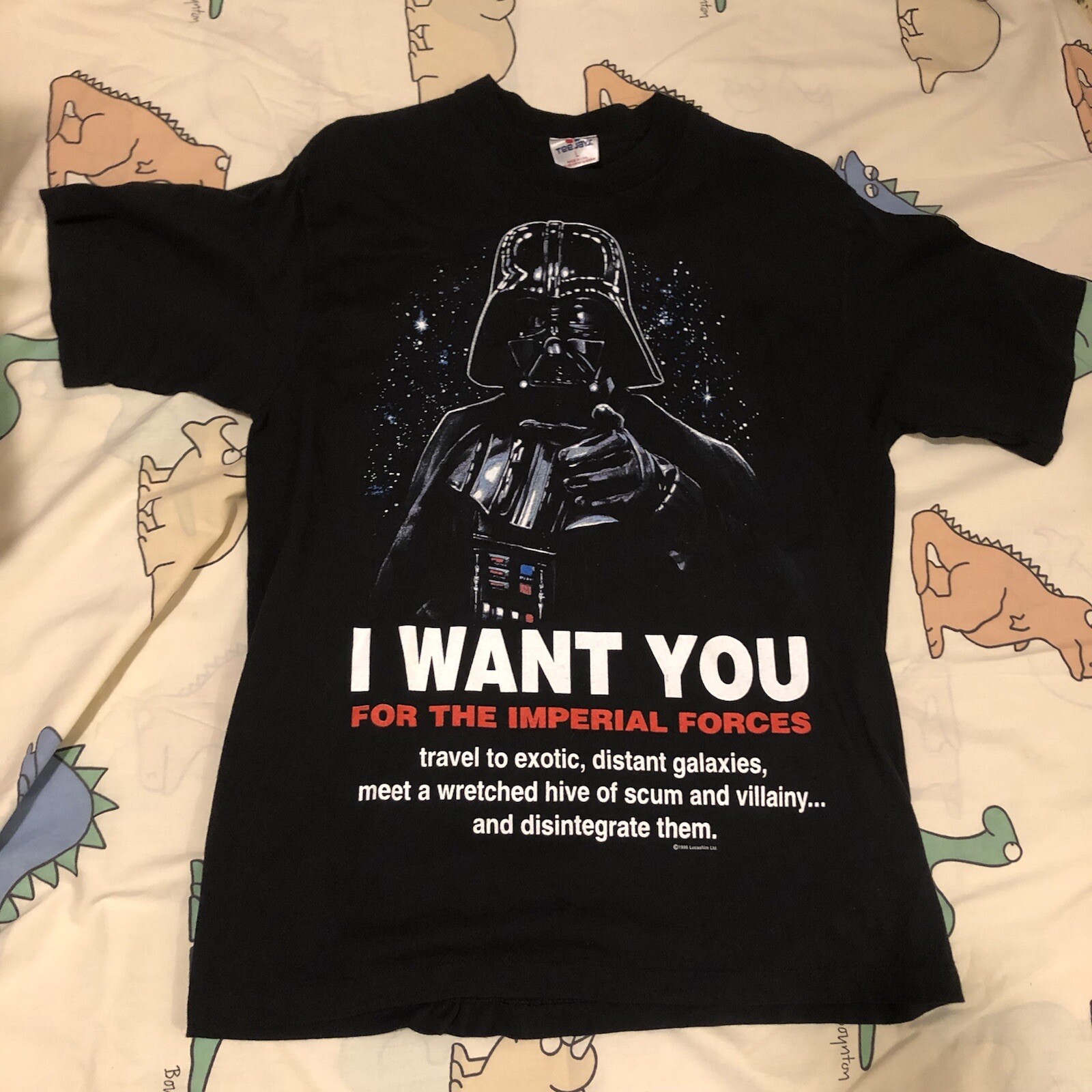 Vntg 1990s Large Single Stitch Star Wars I Want You Darth Vader Imperial TeeJays gallery
