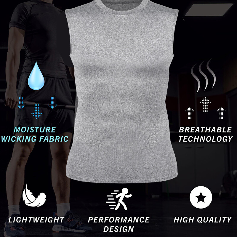 Men's Cool Dry Compression Base Layer Tank Top Sports Running Basketball Workout gallery