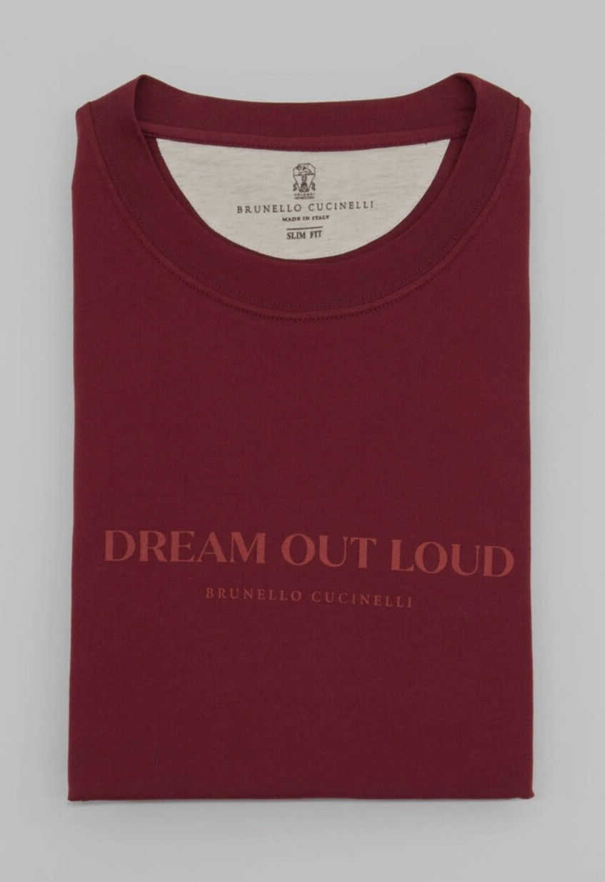 NWT Brunello Cucinelli Men "Slim Fit" Textured Logo Graphic Crewneck Tee M A238 gallery