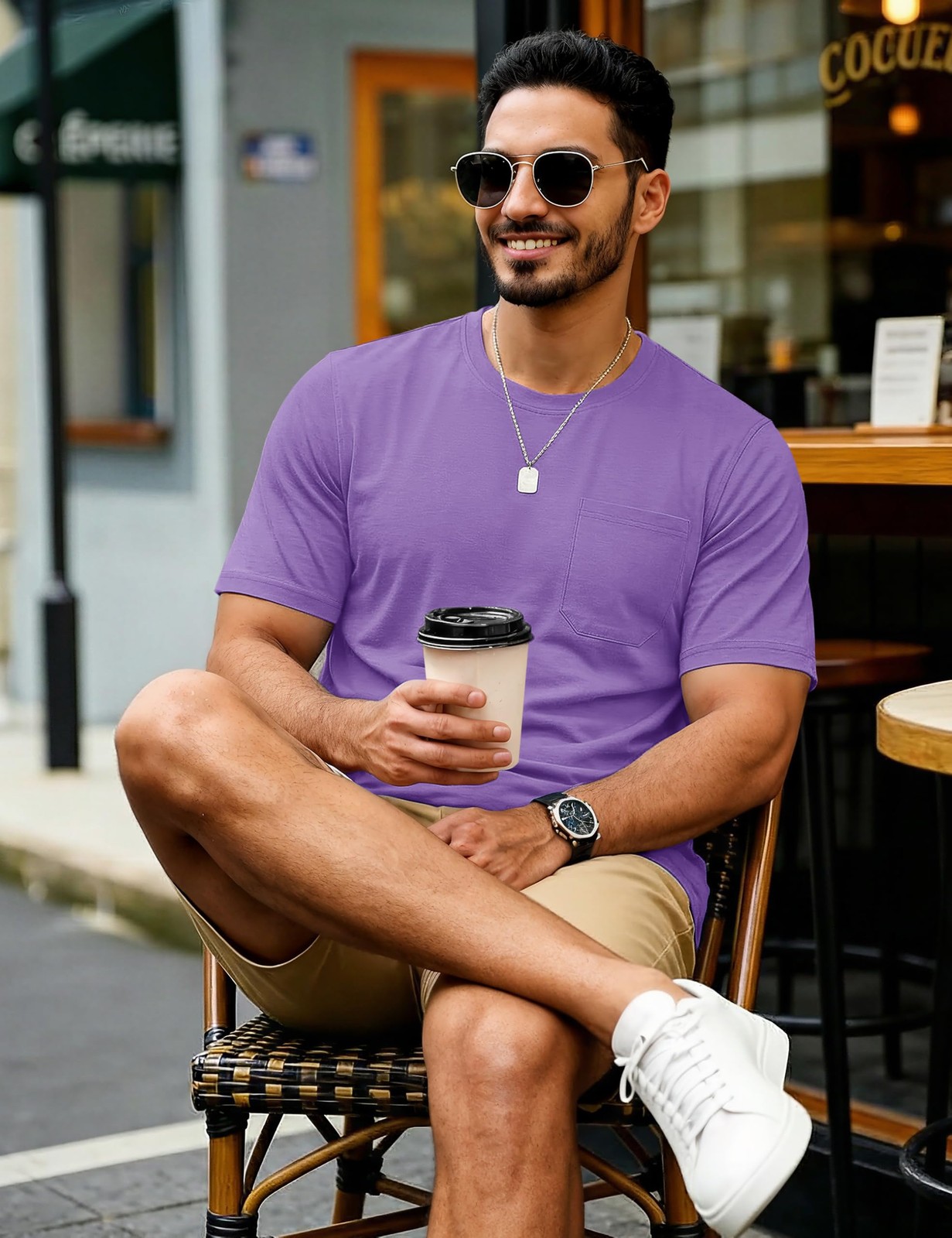 TACVASEN Men's T-Shirts Summer Shirts Casual Cotton XX-Large, Light Purple gallery