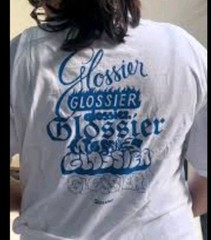 Limited Edition GLOSSIER Logo Tee T-Shirt Size L/Large White w/Blue Graphics NIP