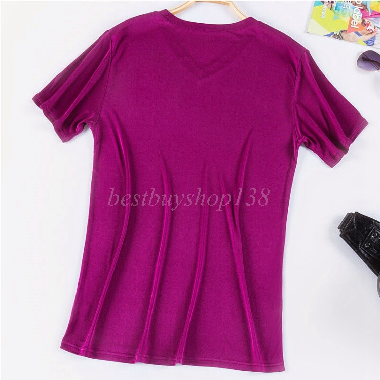 Men 100% Mulberry Silk Knitted V Neck T Shirts Underwear Short Sleeve Tops Shirt gallery
