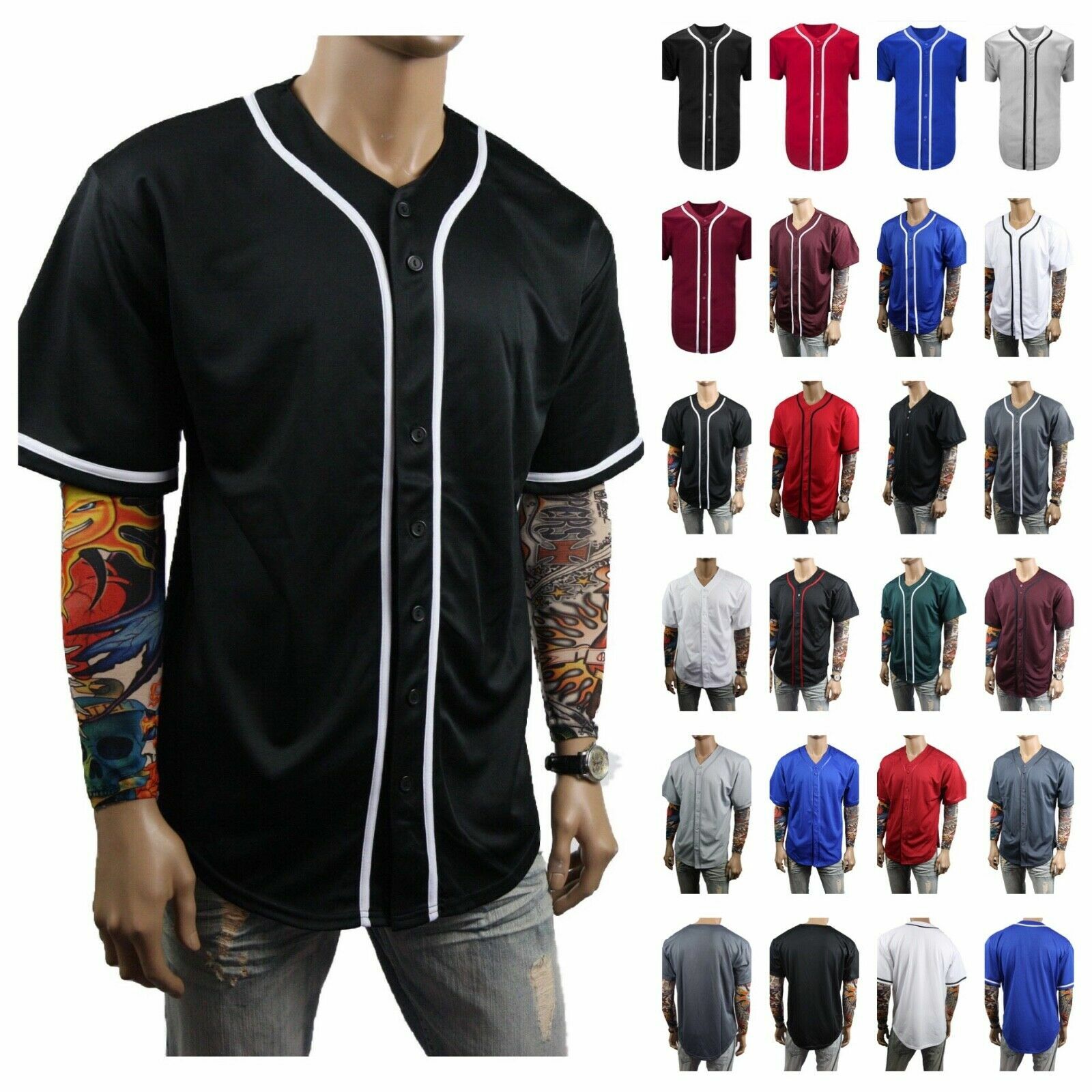 Men Baseball T-Shirt Jersey Plain Team Uniform Sports Raglan Fashion Activewear gallery
