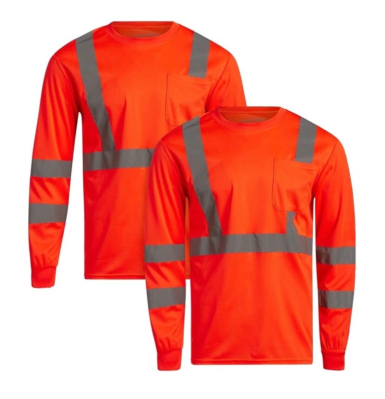 Bass Creek Workwear Reflective Orange Long Sleeve Shirt (2 Pack)