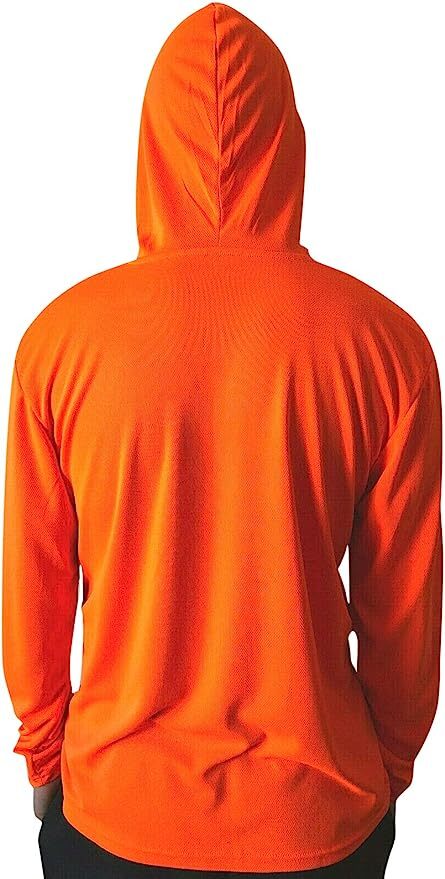 Safety Neon Orange Long Sleeve Hoodie T Shirt Polyester Tee Birdeye Mesh New gallery