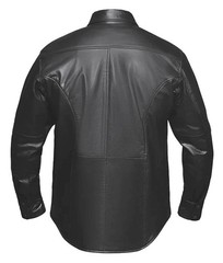Men’s Premium Lightweight Goatskin Leather Snap Shirt Jacket – Black Size XL
