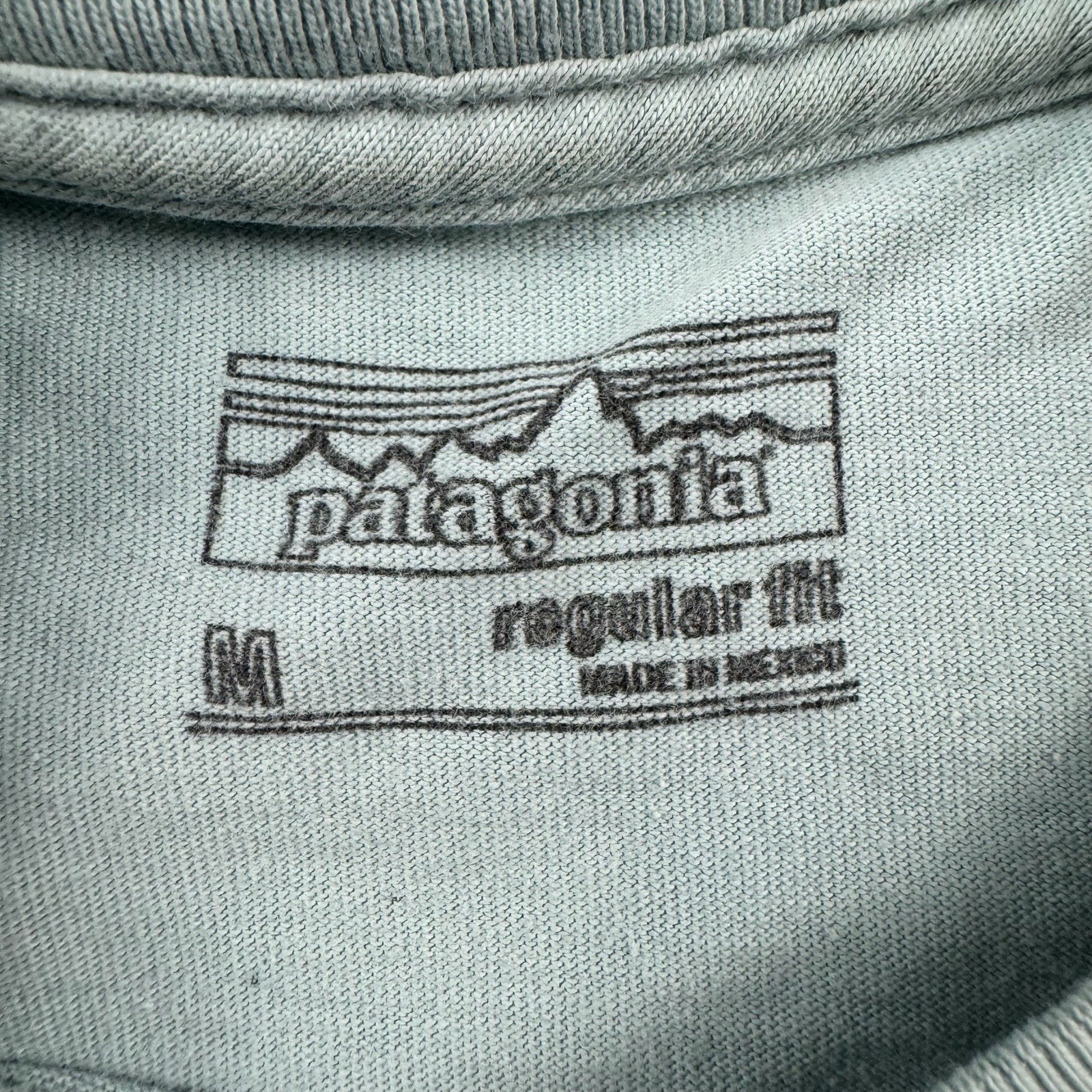 Patagonia Shirt Mens M Light Blue Live Simply Tent Logo Graphic Tee Camping gallery