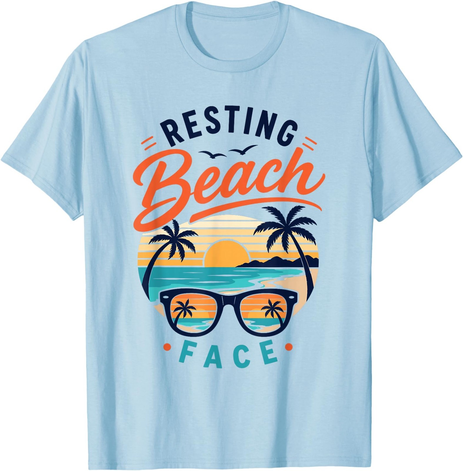 Resting Beach Face Retro Sunset Tropical Vacation T-Shirt