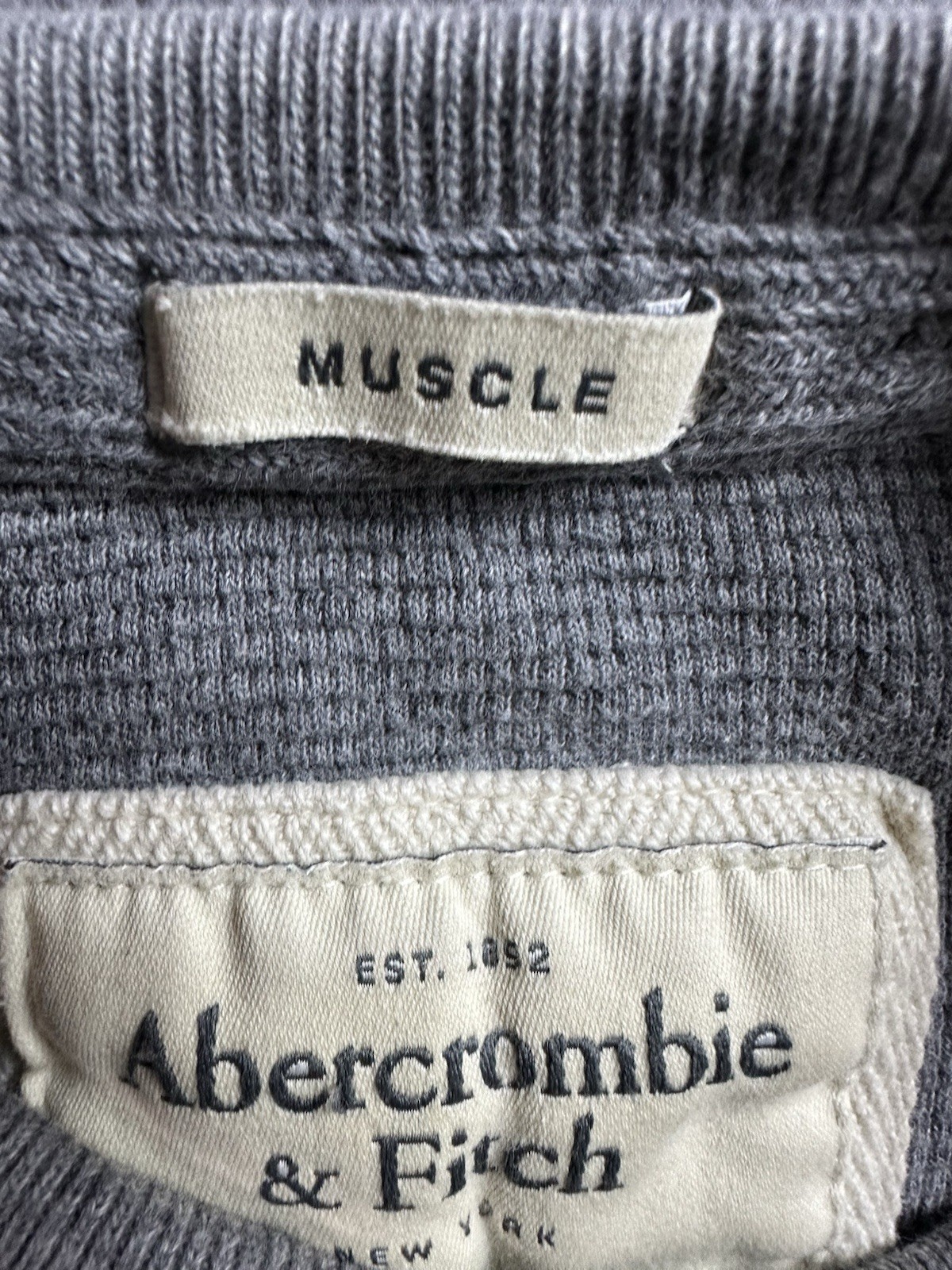 VTG Y2K Abercrombie Fitch Embroidered Thermal Waffle Knit Men’s Large Muscle gallery