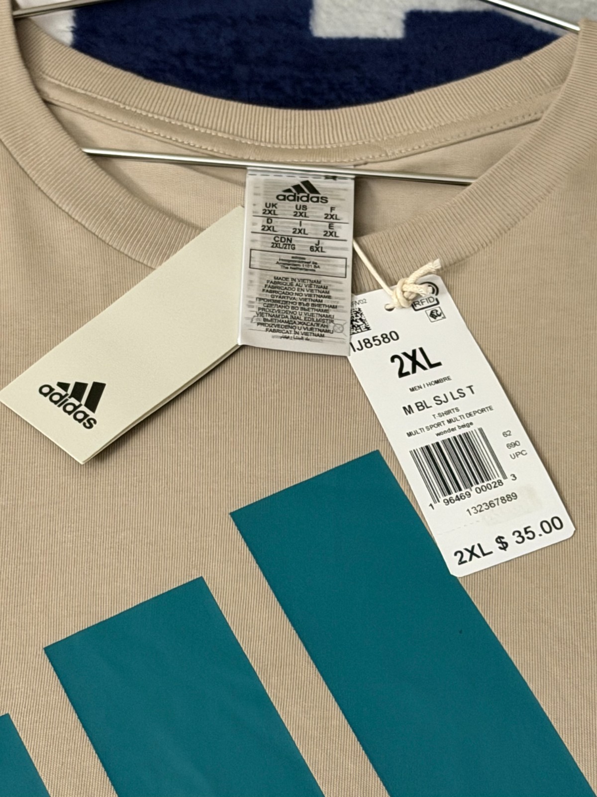 New Adidas Essentials Long Sleeve Tee Wonder Beige 2XL gallery