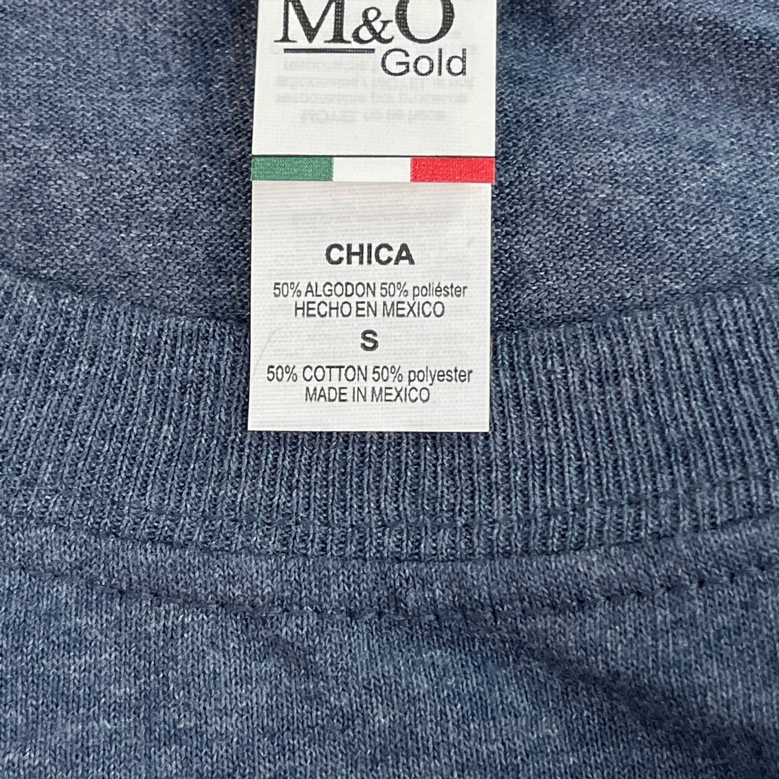M&O Gold Soft Touch Blank T-Shirt 50/50 Cotton/Poly Sz S Navy Heather 4800 (New) gallery