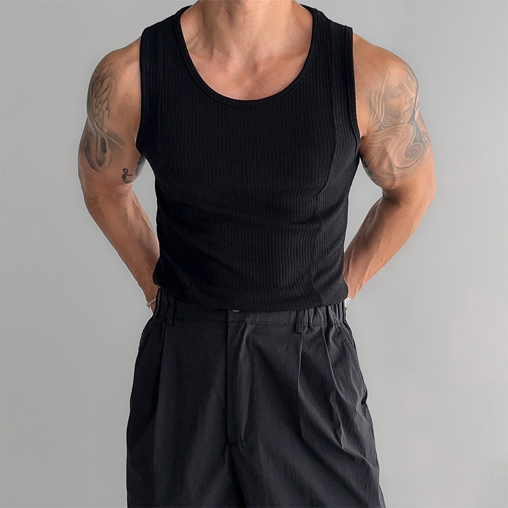 Male Top Mens Vest Casual Fitness Minimalist Regular Ribbed Sleeveless gallery