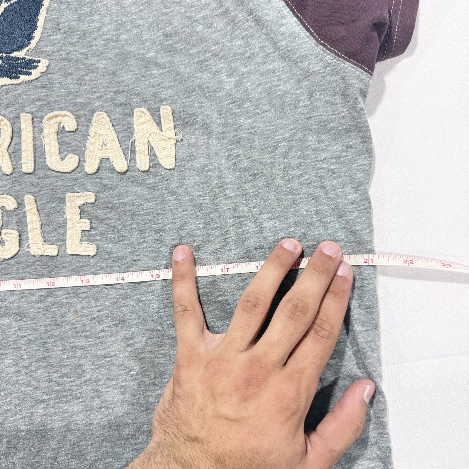 American Eagle Men's Super Soft Raglan Logo Graphic Tee Grey Size Large gallery