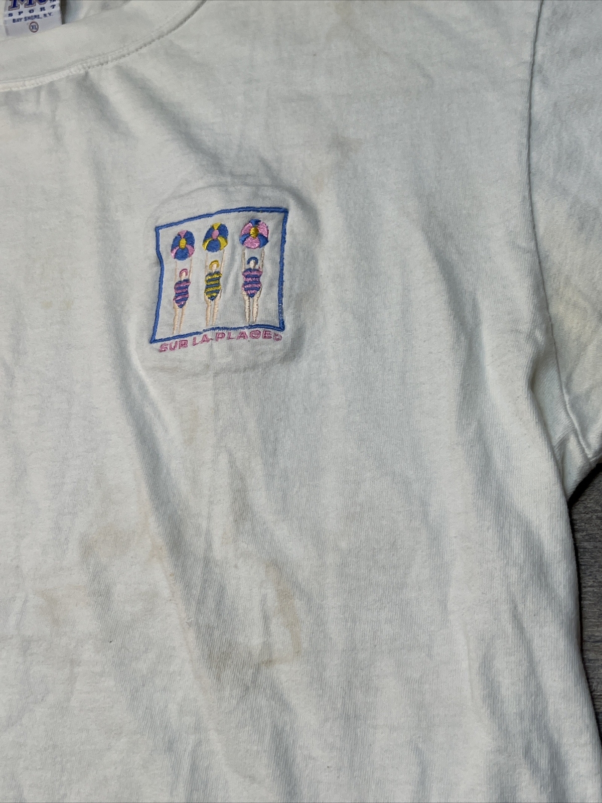 Vintage Travel T Shirt MV Sport Tee USA Made Men’s XL Sur La Plage NJ Swimmers gallery