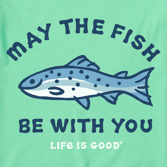 NWT Men’s Life Is Good May The Fish Be With You Fishing Green SS Crusher Tee