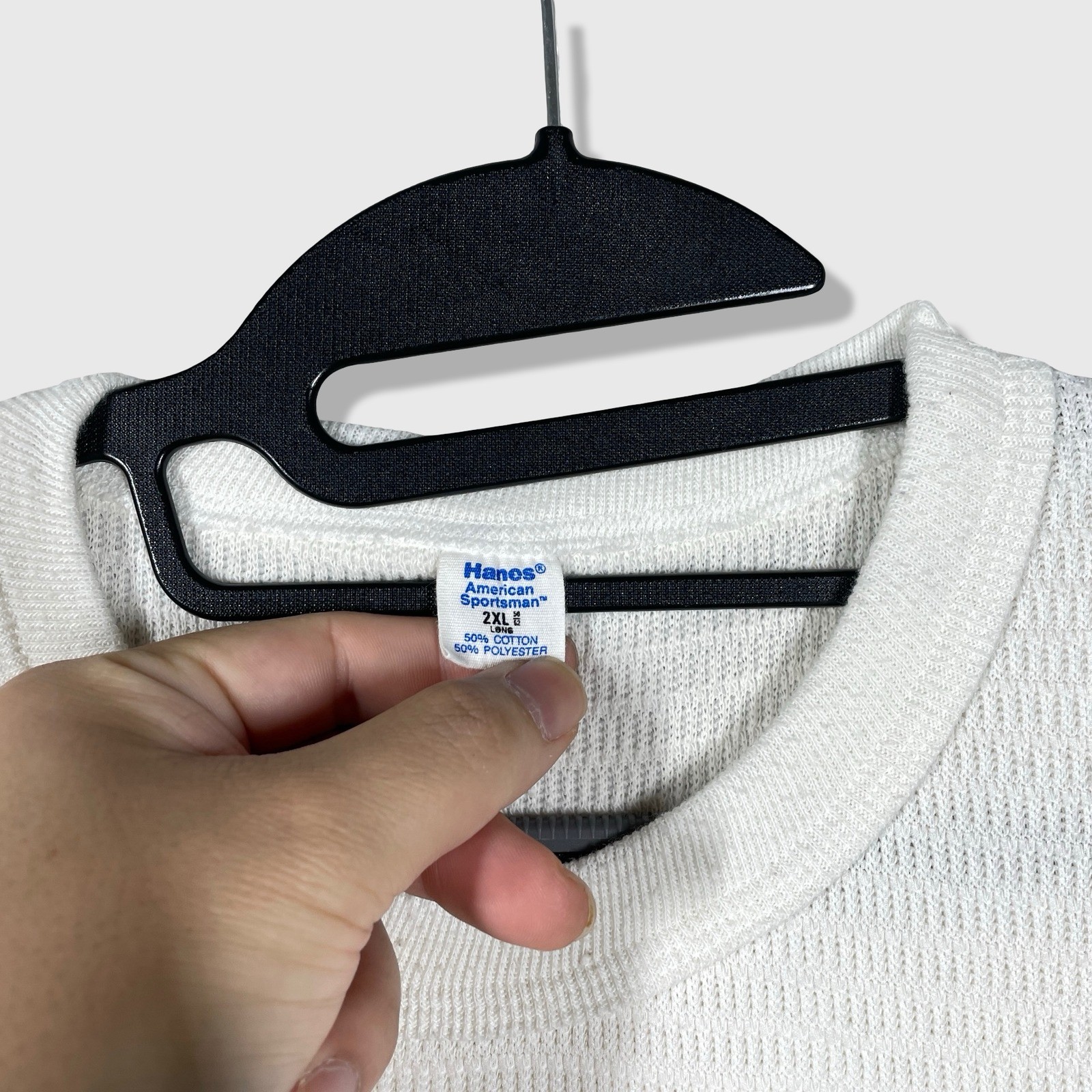 Hanes American Sportsman Thermal Shirt Mens 2XL White Waffle Knit Longline gallery