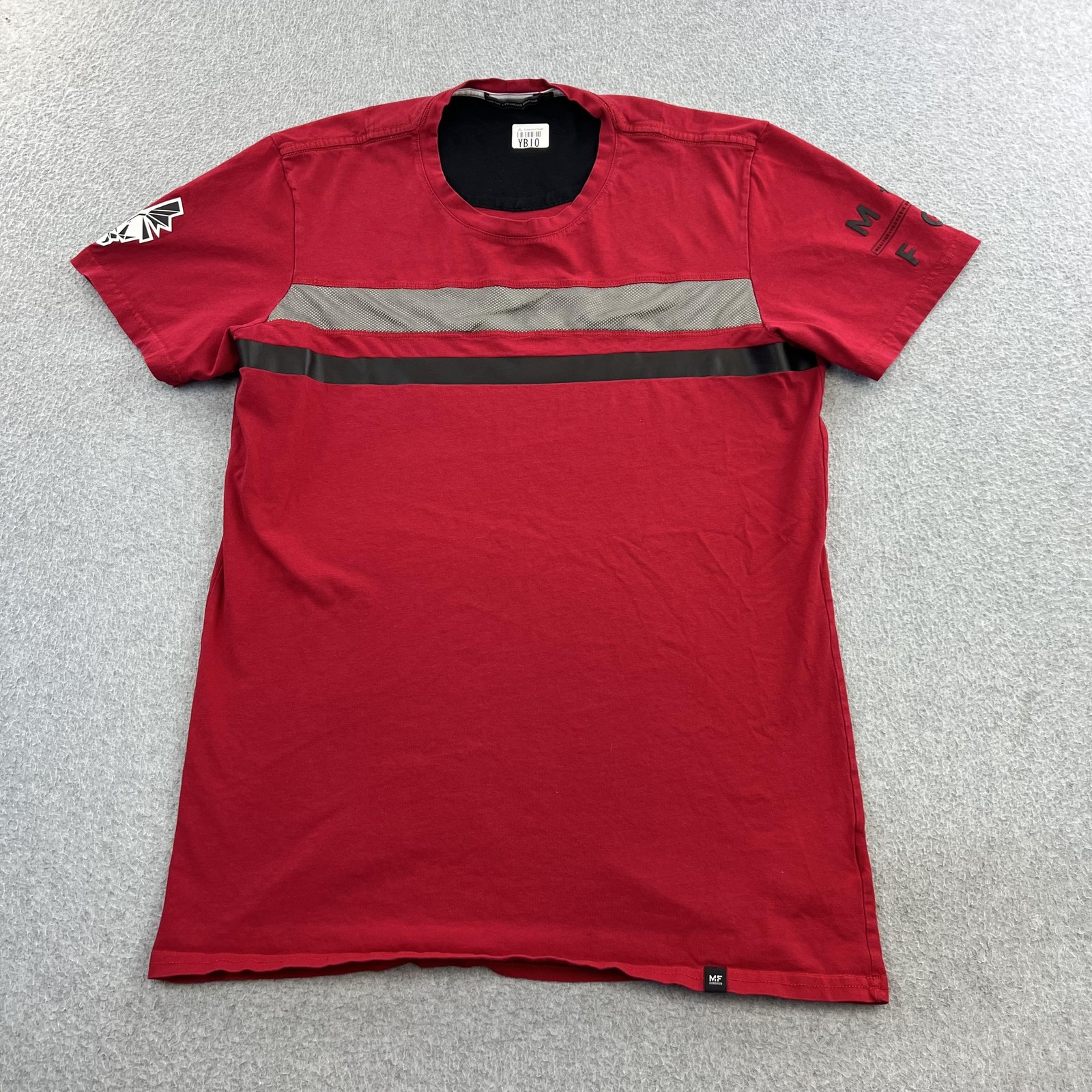 Marithe Francois Girbaud Shirt Mens Medium Red Stripe Graphic Short Sleeve